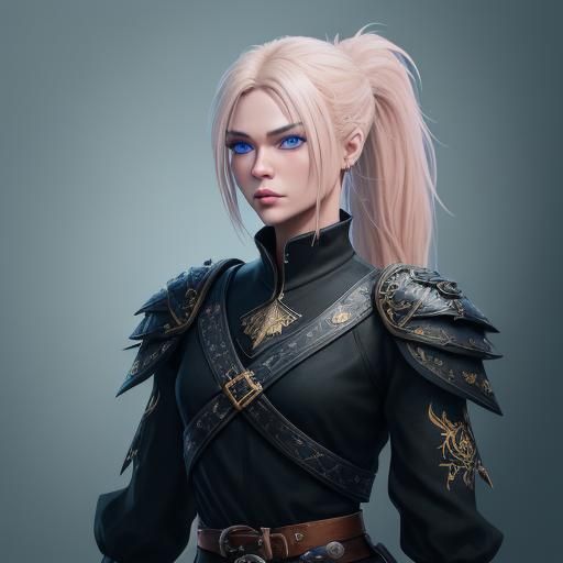 Cute Girl with Eagle Tattoo in Fantasy Art