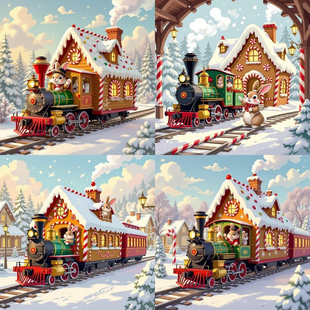 Whimsical Candy Cane Train Station Gingerbread House