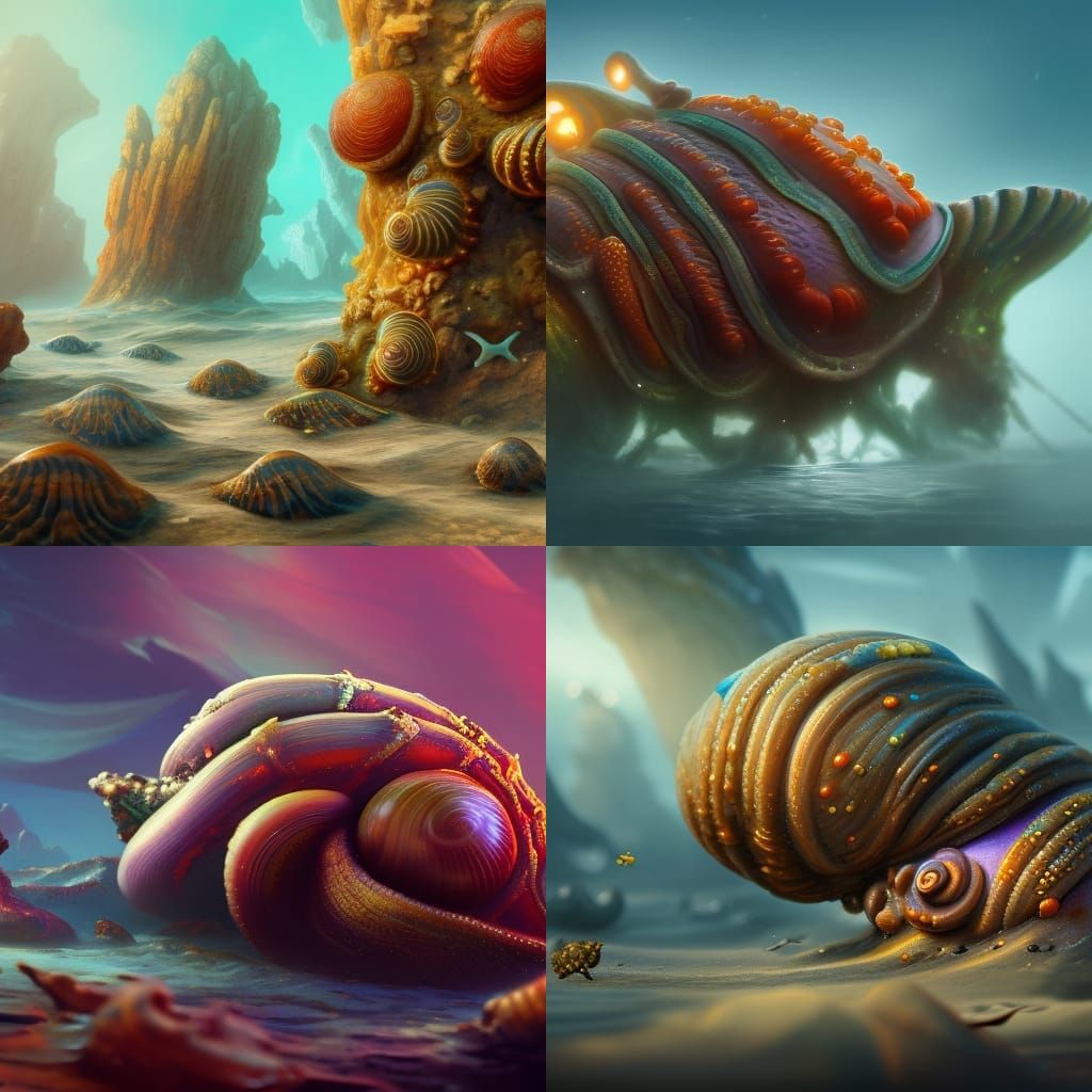 Fantastical Sea Snails in Detailed Matte Painting