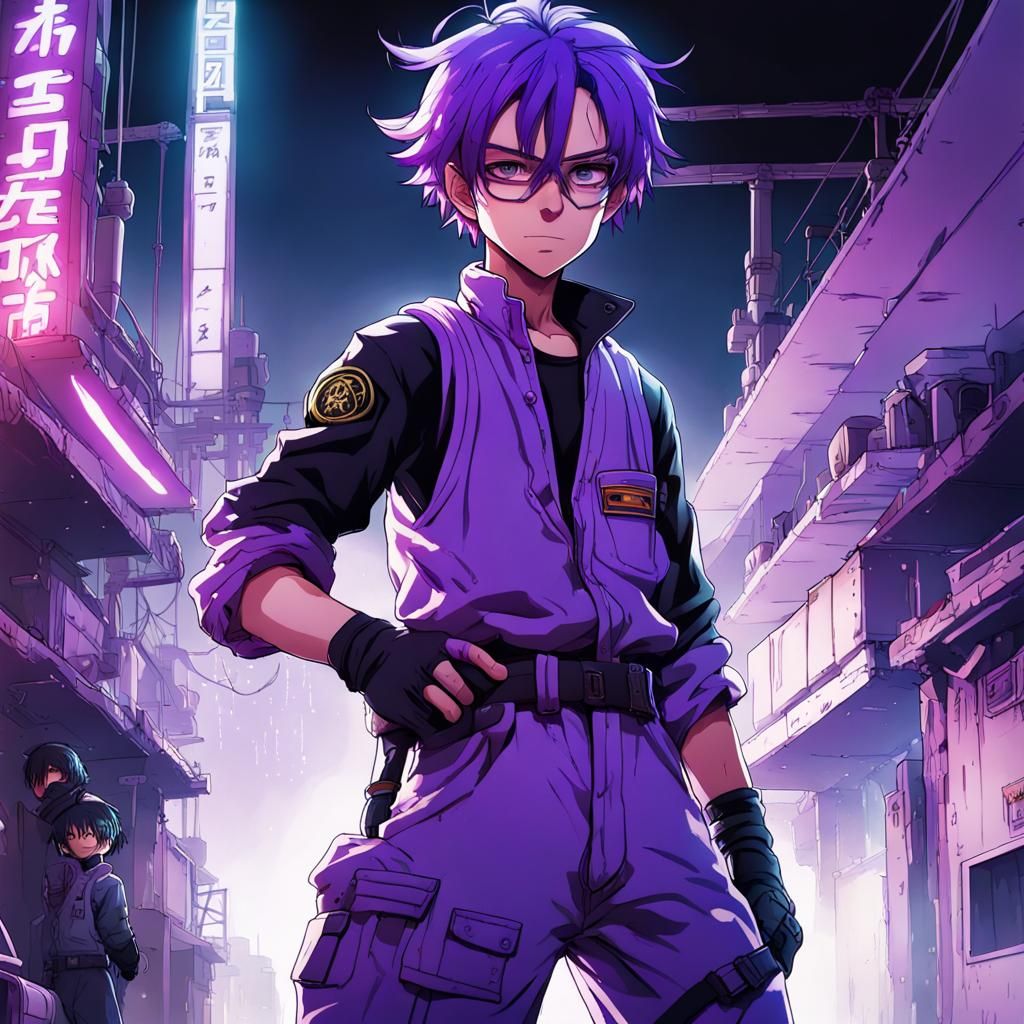 Awarded a rifle! Smuggler's Domain deckhand, boy, 10, white and purple ragged jumpsuit suit, no welding goggles, fistfig...