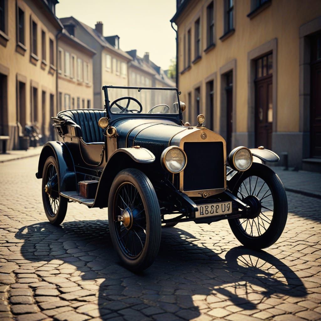 Karl Benz Sitting in the Benz Patent-Motorwagen