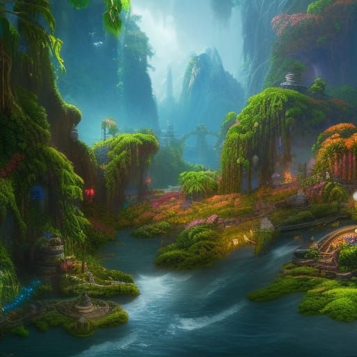 Fantastical Paradise Concept Art in Deep Color