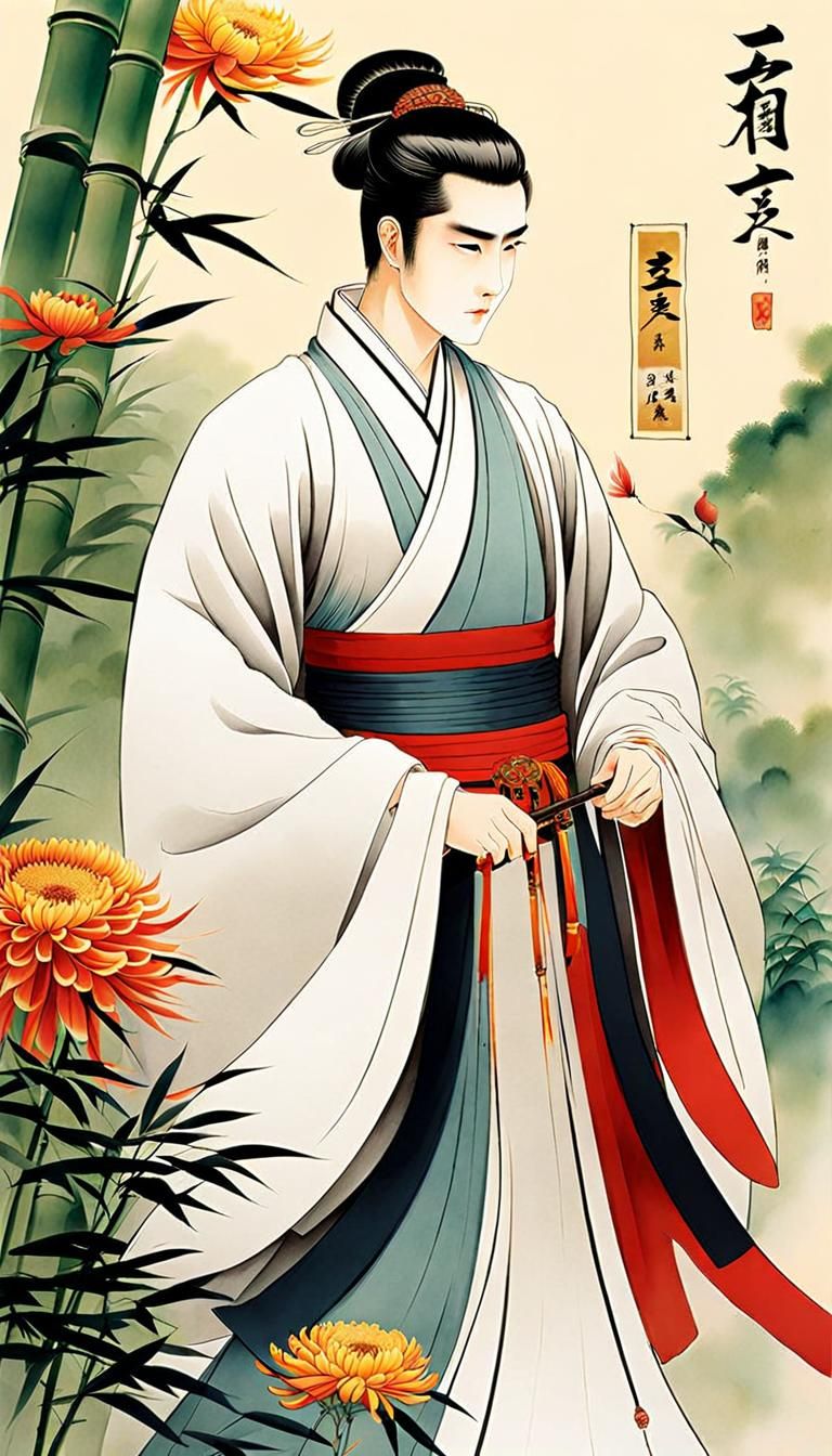 Gentleman in Hanfu: Chinese Ink Painting