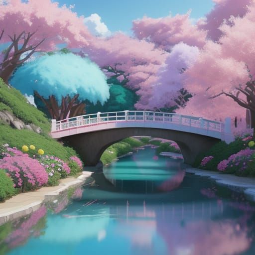 Anime Art of Zoey Exploring a Candy Land Landscape