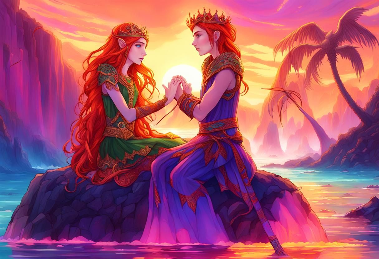 Sunset on the Prismatic Cliffs in Tropical Fantasy