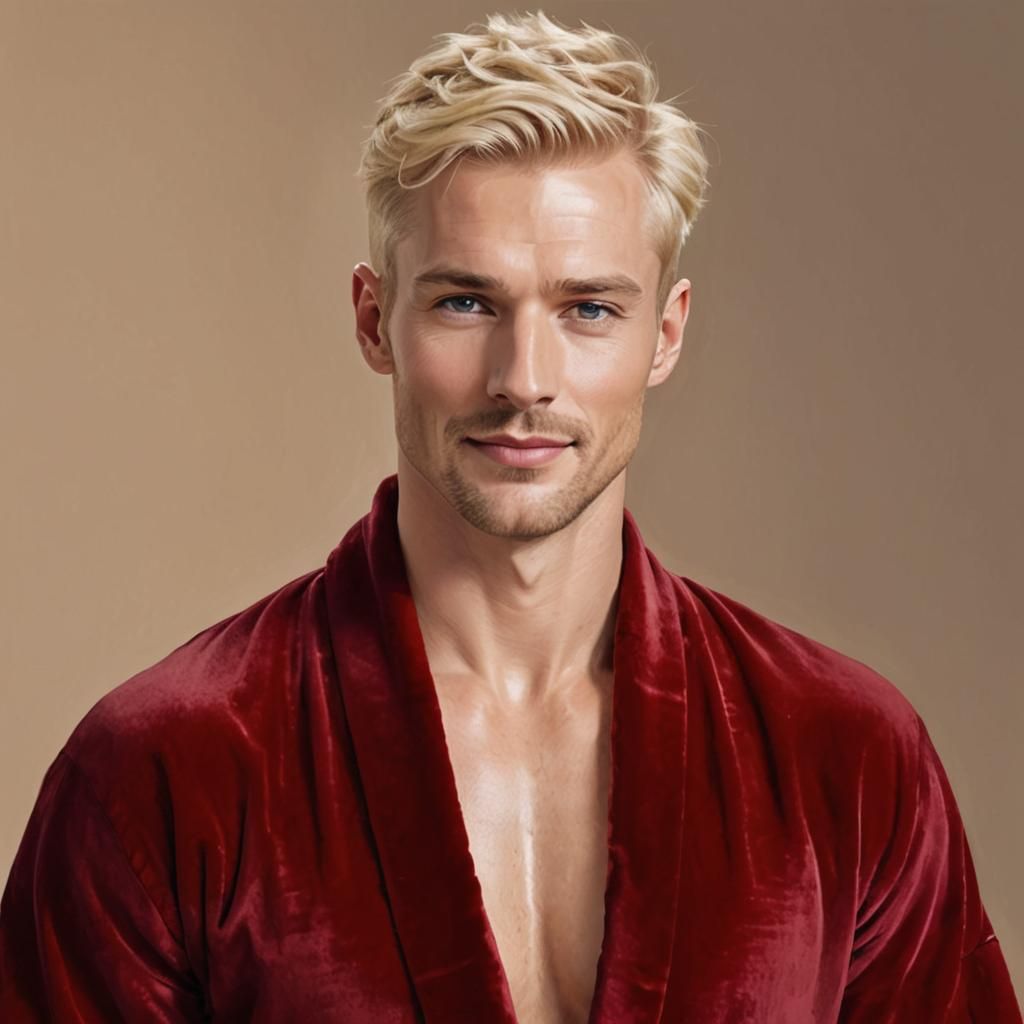 Blond Man in Red Robe, Alcohol Ink Style