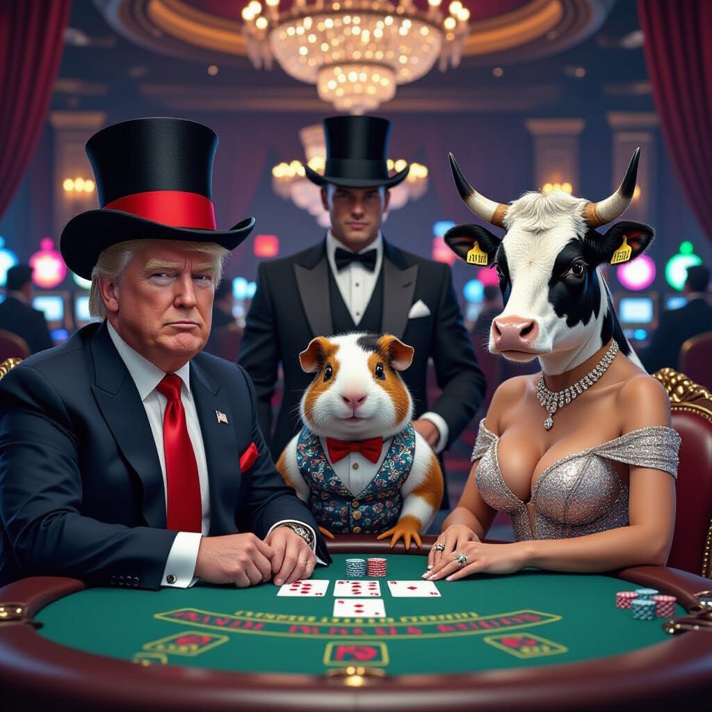 Casino Blackjack Game with Trump, Putin and Animals