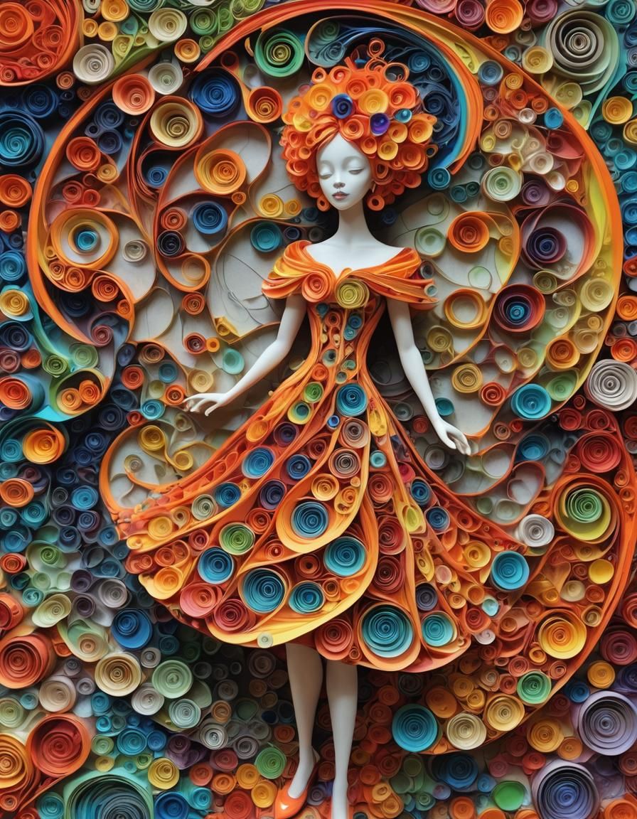 Neon Angel Pixie in Firecore Paper Art Style