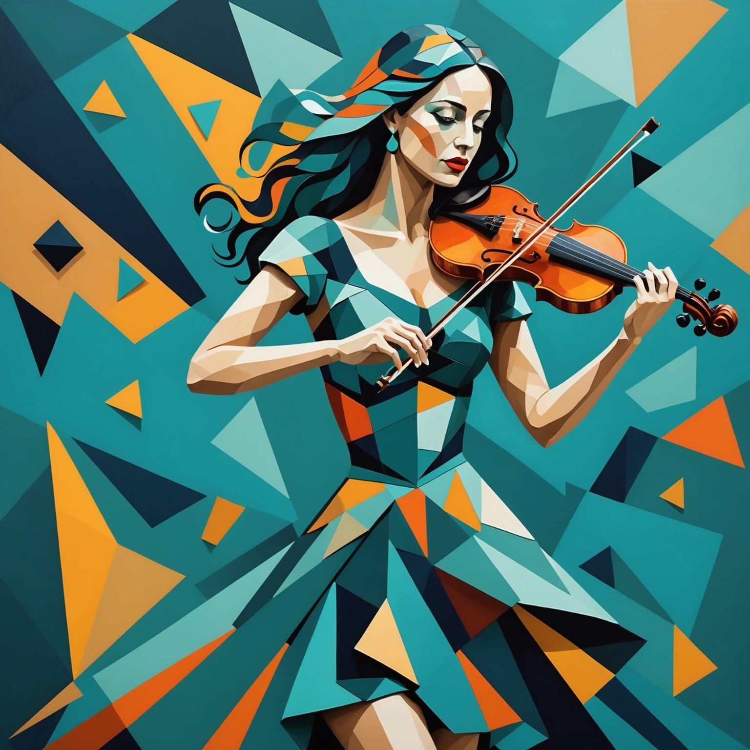 Abstract 3D Woman in Vibrant Geometric Style