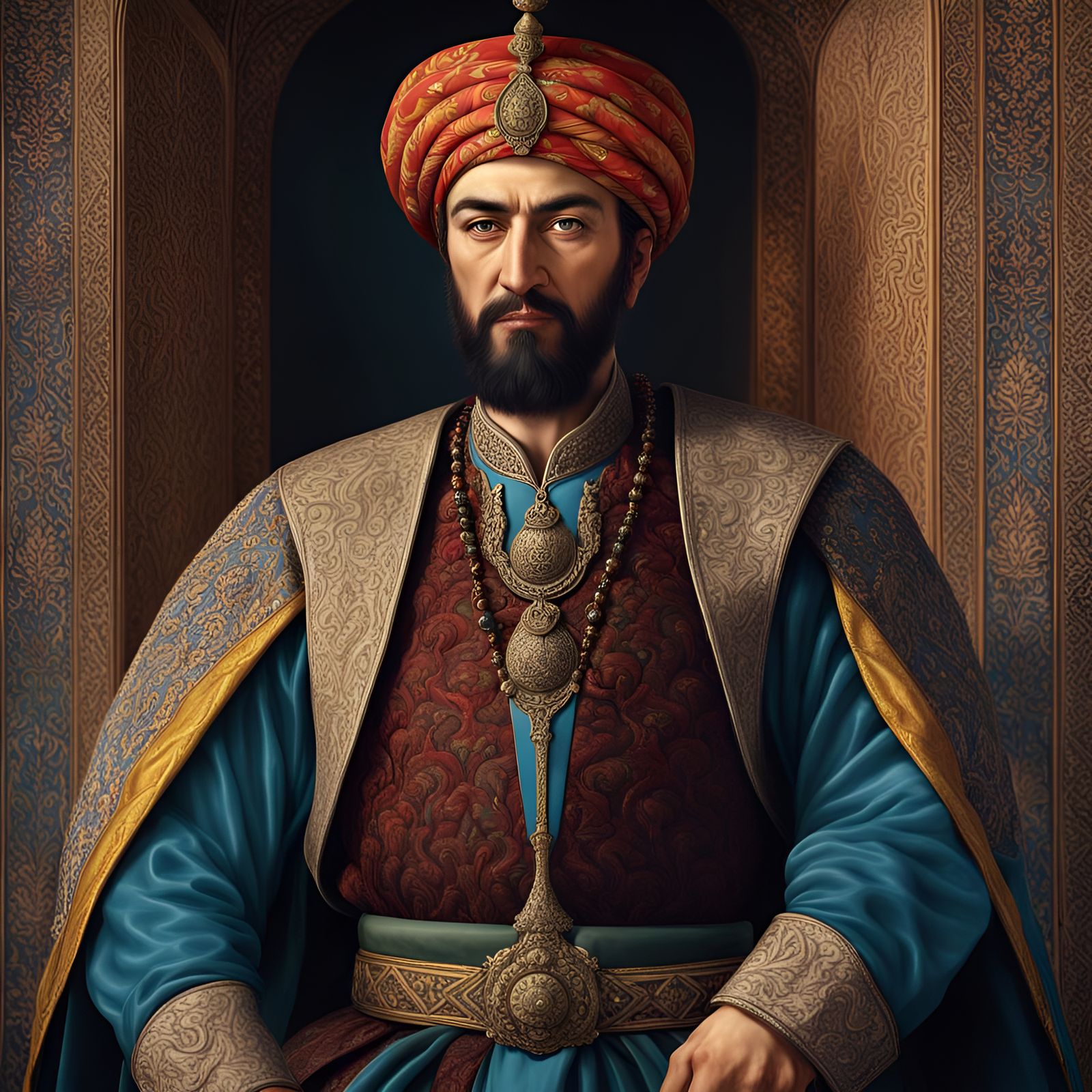 Shah Ismail I Safavid Portrait in Detailed Matte Painting