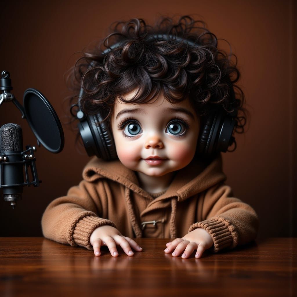 Baby Podcast Host in Studio Setting