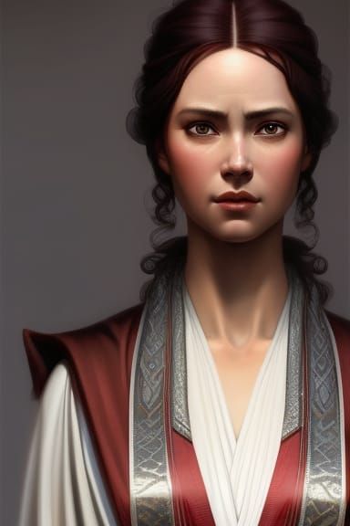 Rococo Jedi Lady Portrait with Red Hair