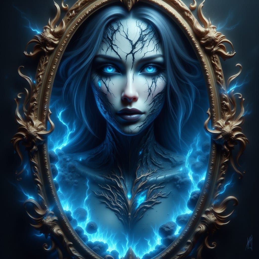 Grimdark Magic Mirror with Haunting Reflection