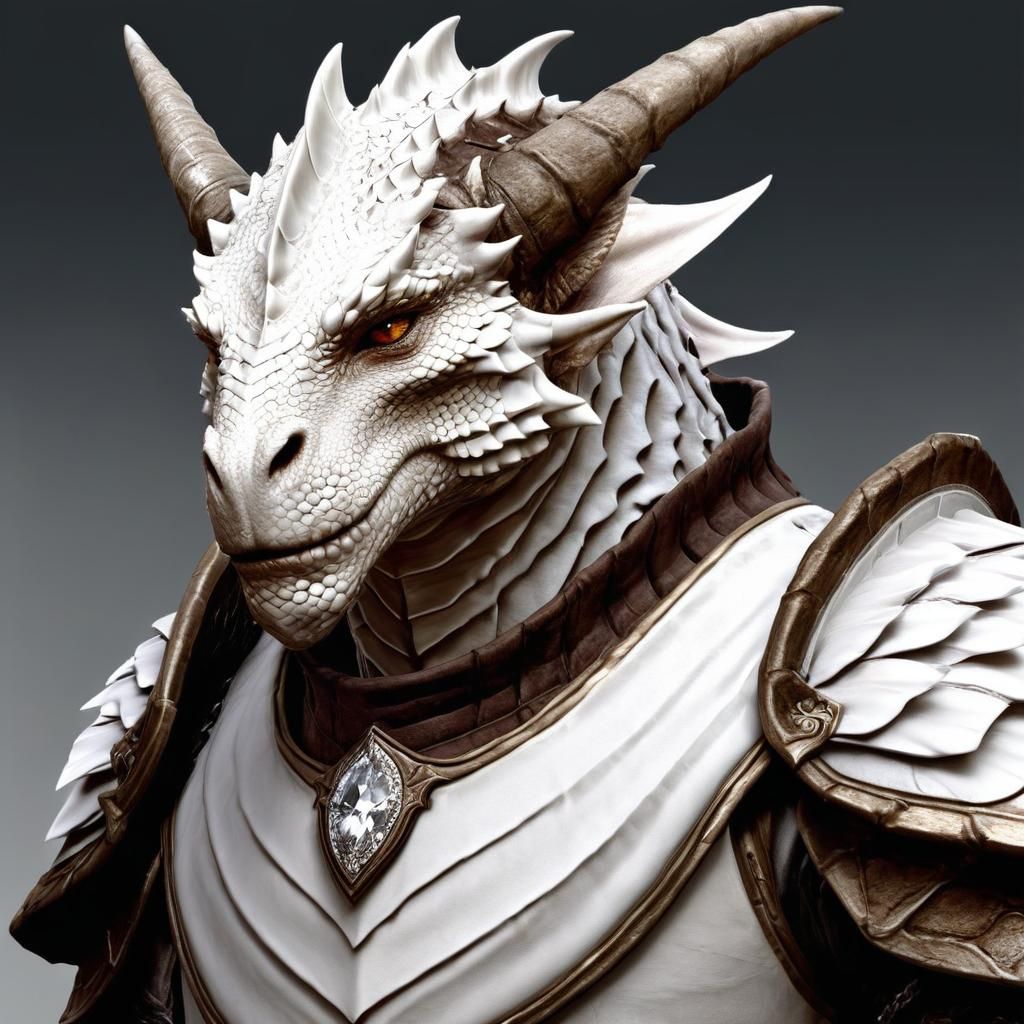 Hyperrealistic Dragonborn Cleric Portrait with Colorful Back...