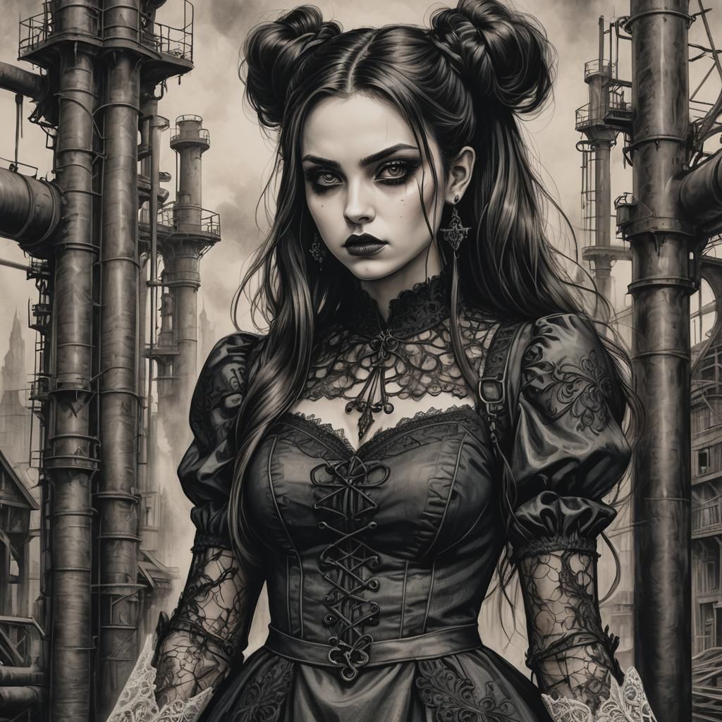 Gothic Portrait: Young Girl in Dark Academia Style