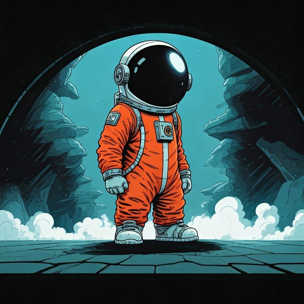 Astronaut Shoes in Comic Book Art Style