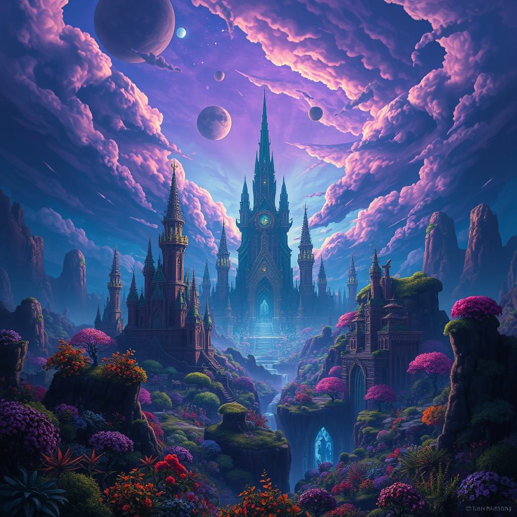 Ethereal Realm of Wonders in Vibrant, Mystical Landscapes