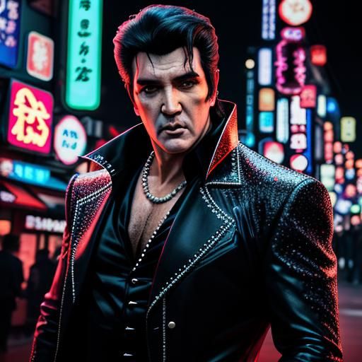 Elvis as Dracula in Neon Tokyo: Photography Style