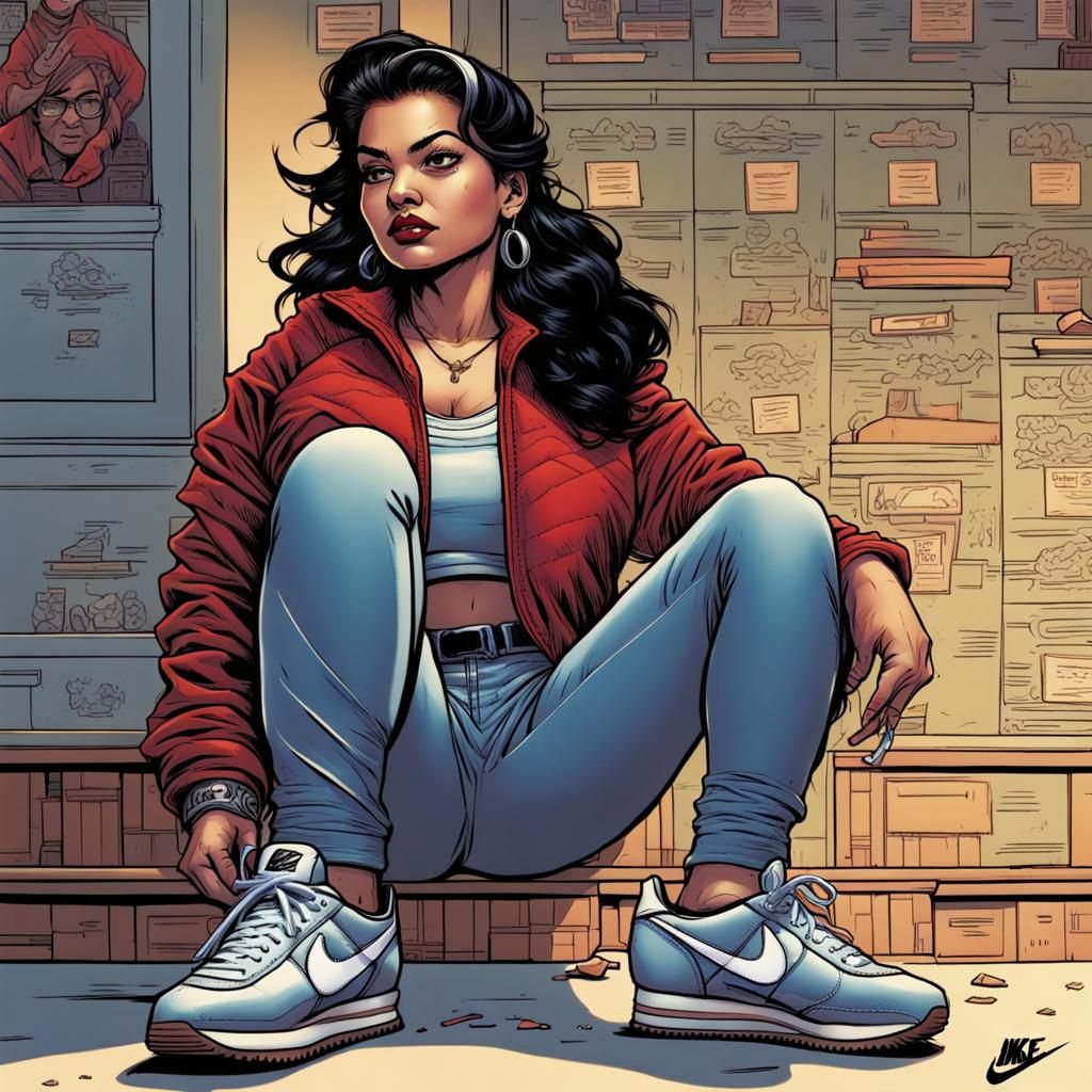 Chola in Nike Cortez Shoes: Comic Book Art