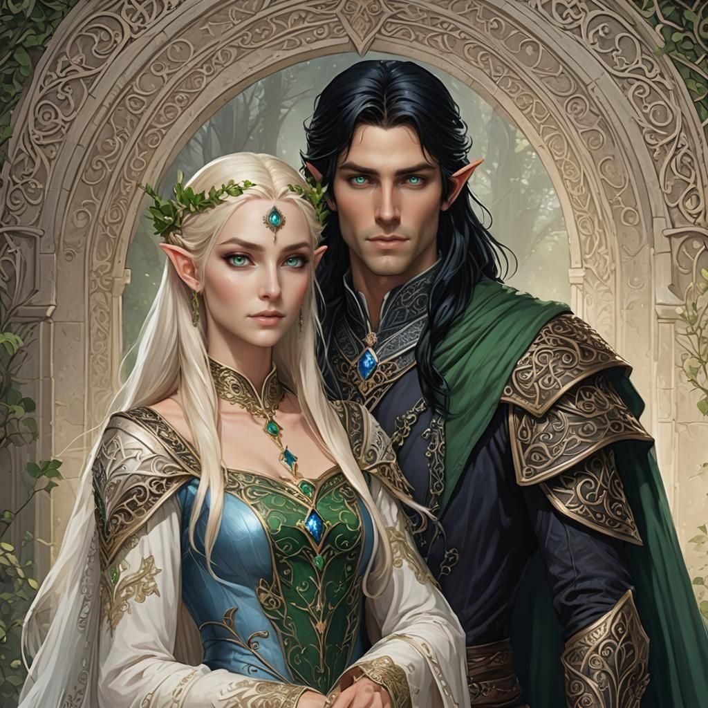 Elven Sorceress and Prince at Wedding Ceremony
