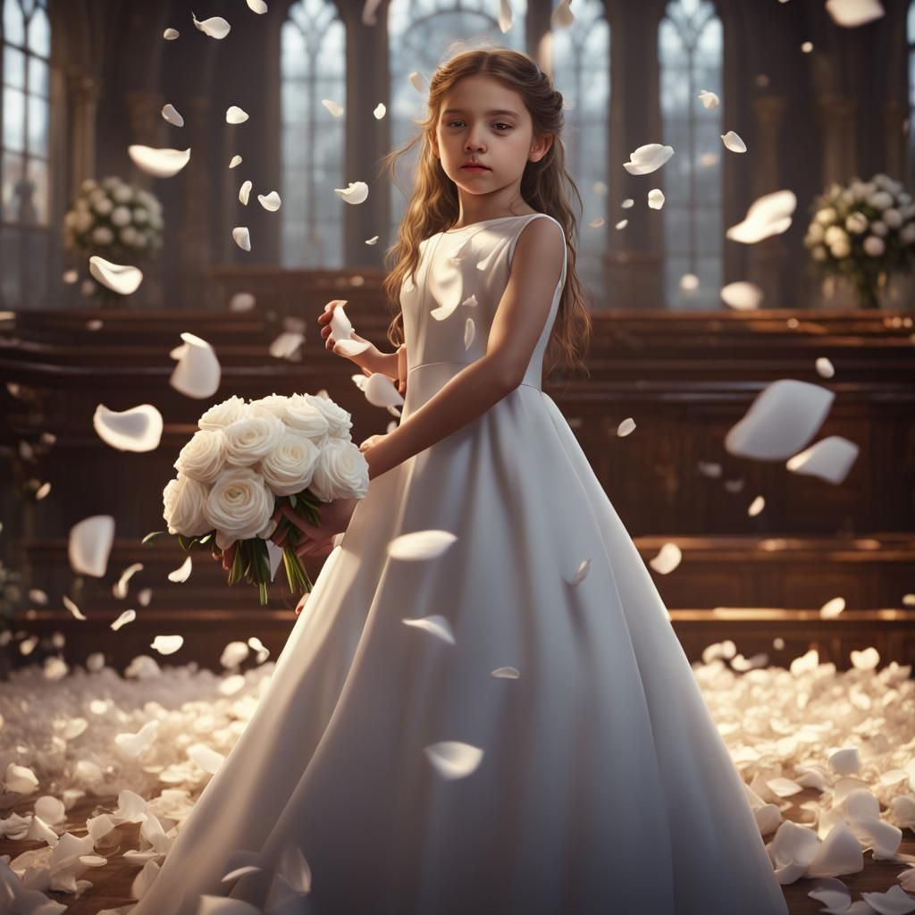 Flower Girl at Wedding in Detailed Matte Painting