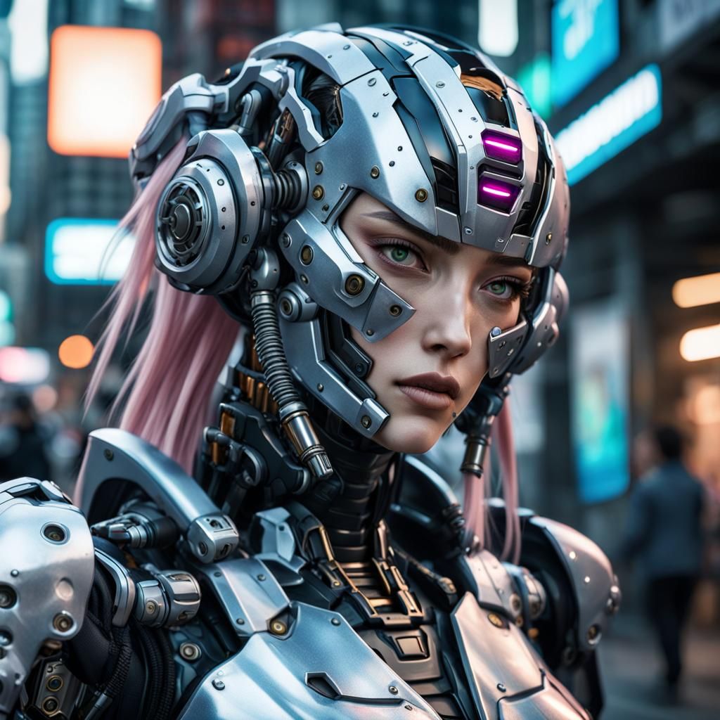 Cyberpunk Anime Mecha Robot in Latex Armor