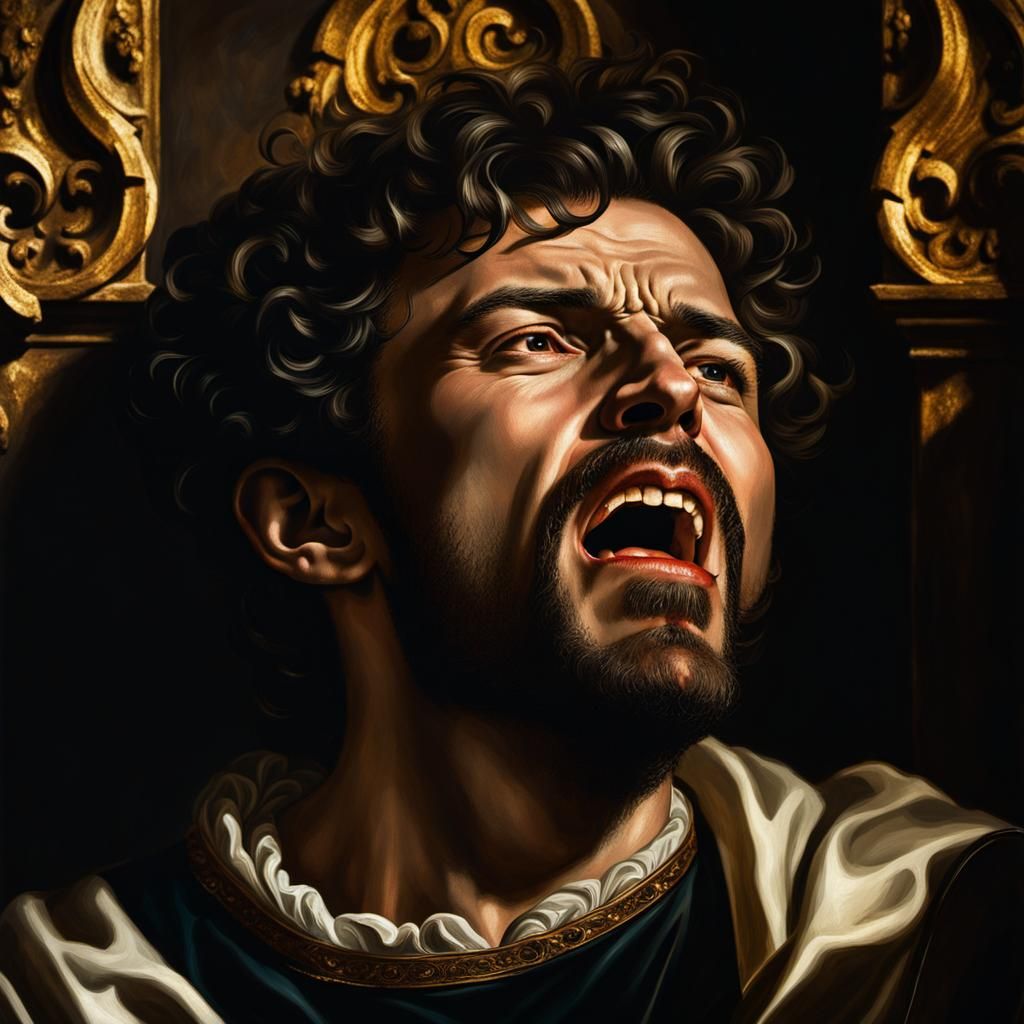 Screaming Man in Church: A Baroque Painting