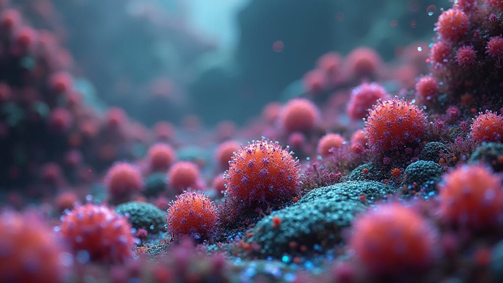 Vibrant Microscopic Ecosystem Thrives: A Digital Art Dream