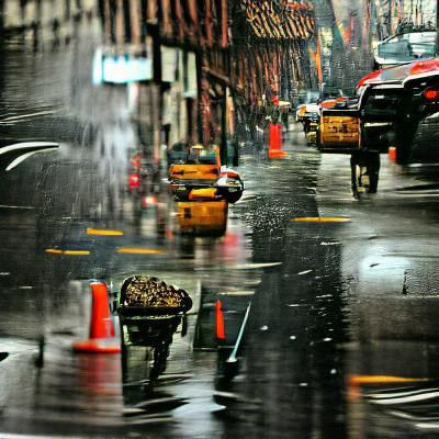 Rainy Night in New York City Street