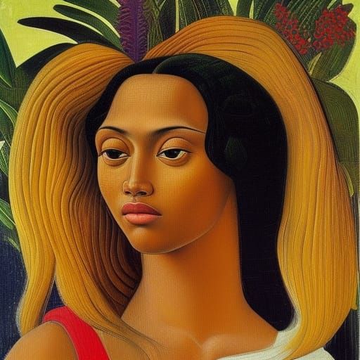 Polynesian Woman Portrait in Renaissance Style