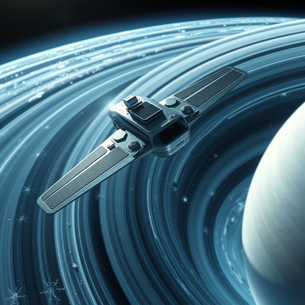 Probe Gliding Over Saturn's Rings: Digital Matte Painting