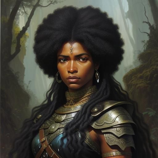 Oil Painting of Dark-Haired Woman on Horse