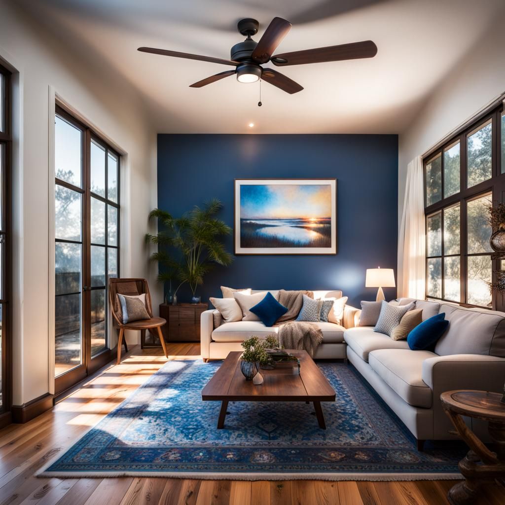 Cozy Sunlit Living Room with Persian Carpet