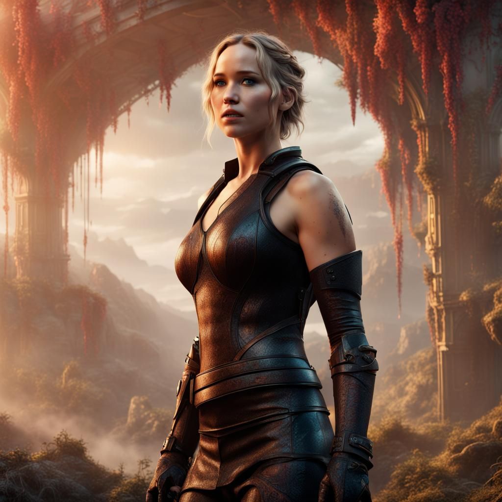 Jennifer Lawrence Portrait in Fantasy Art Style
