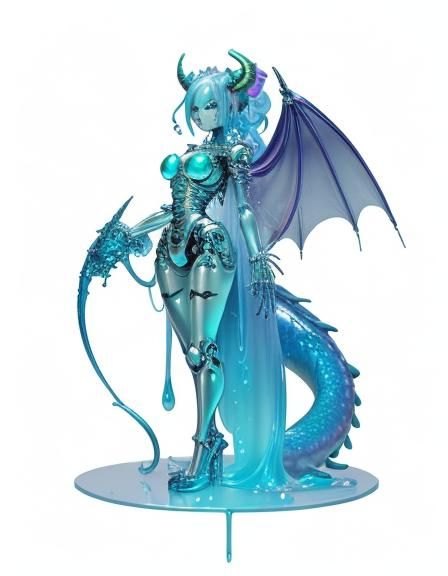 Rainbow Slime Dragon Girl with Metal Skeleton