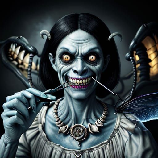 Eldritch Horror Tooth Fairy: A Chilling Close-Up Portrait