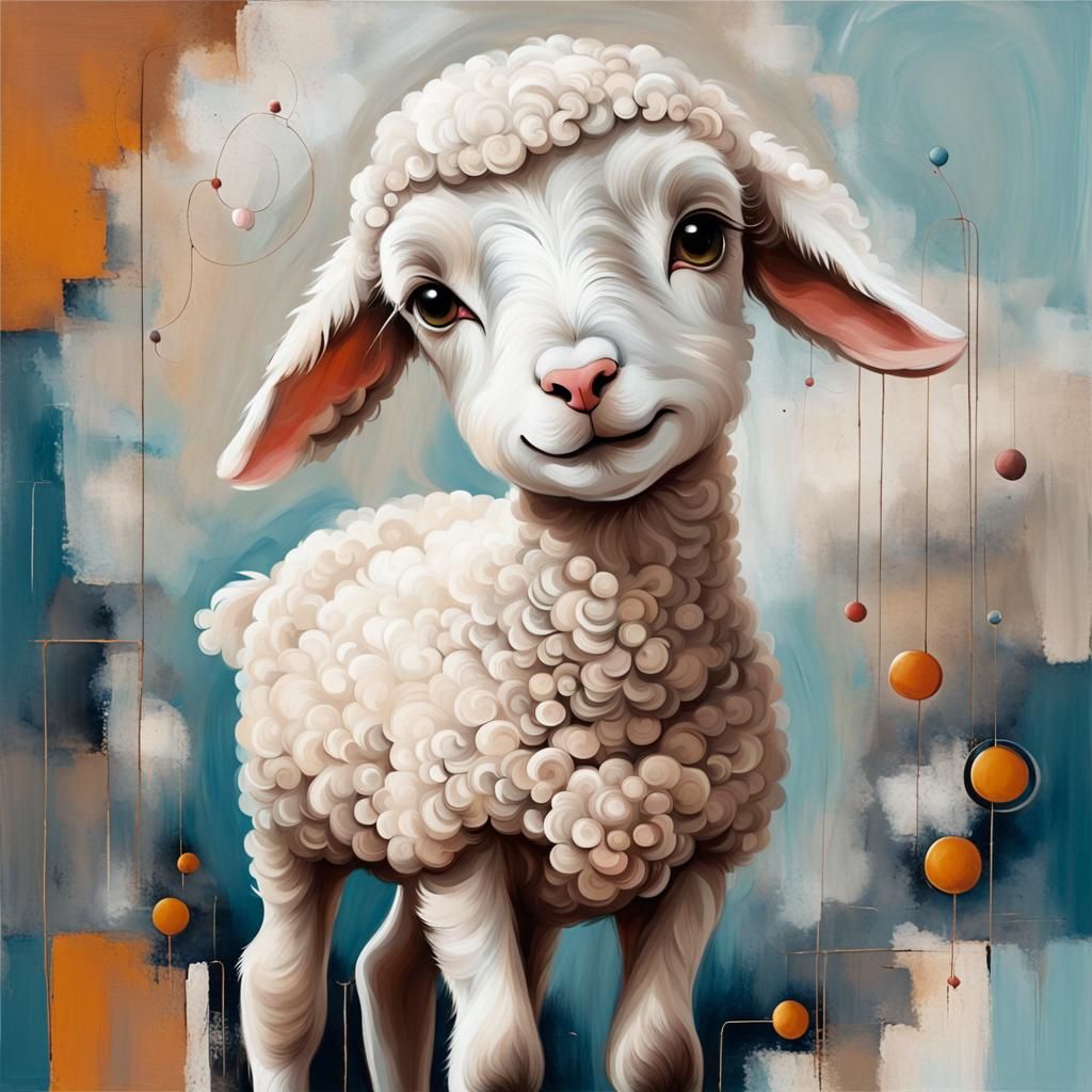 Futuristic Mary's Lamb in Abstract Art Style
