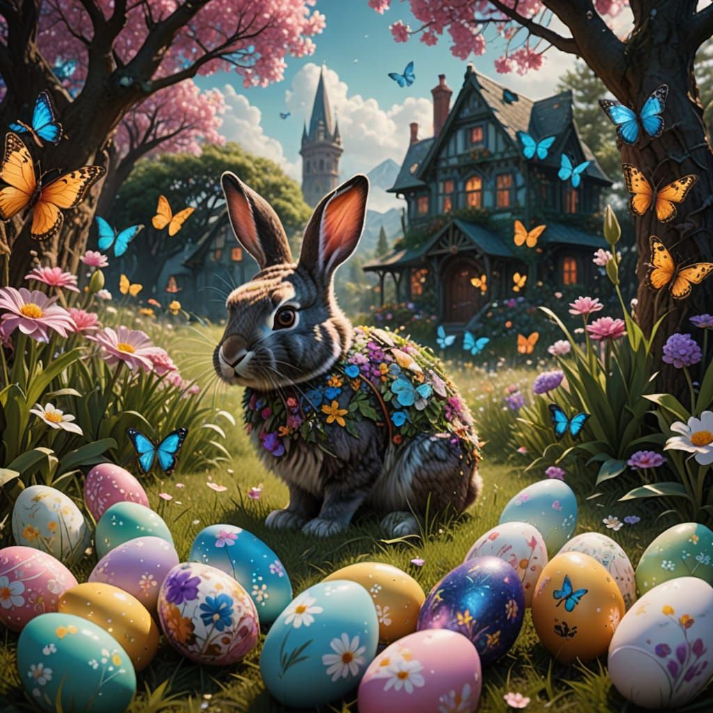 Surreal Easter Wonderland in Dreamy Pastel Hues