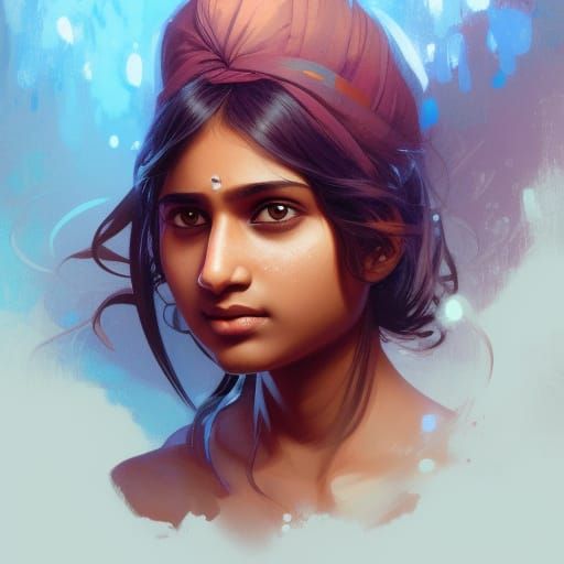 Detailed Portrait of Indian Girl in Artgerm Style