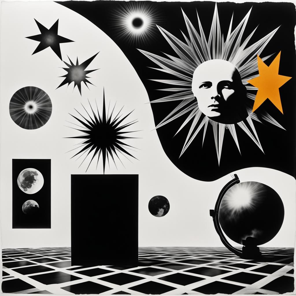 Abstract Solarized Photogram in Black and White