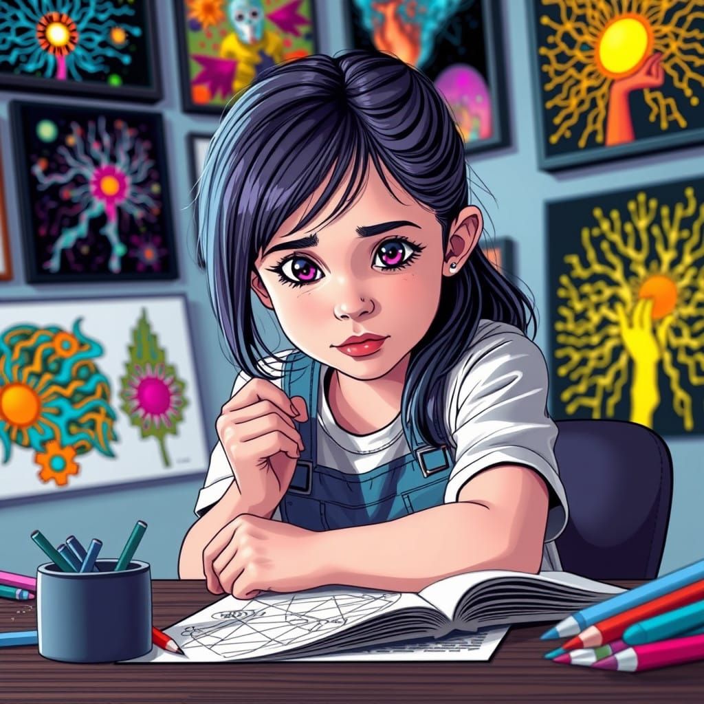 Girl Creates Neurographic Masterpiece in Dynamic Comic Book...