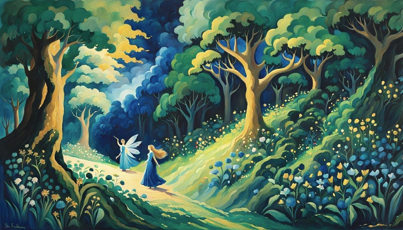 Sidhe Guide Tuatha de Danann in Gouache Style
