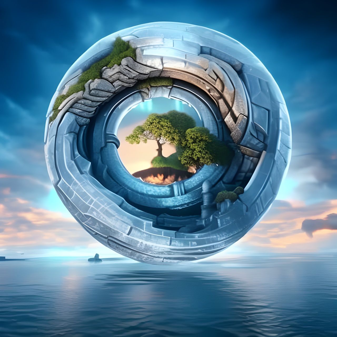 Yggdrasil in Gemstone Maze: Digital Art