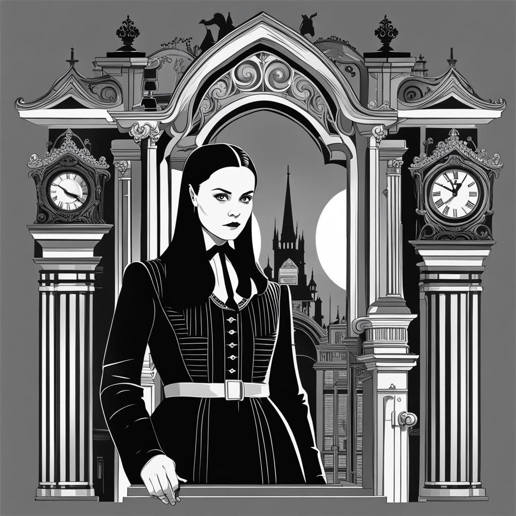 Wednesday Addams Vector Art Portrait