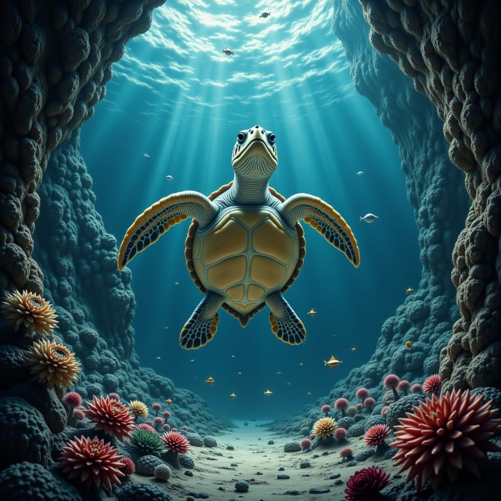 Opera Singing Turtle on Coral Stage