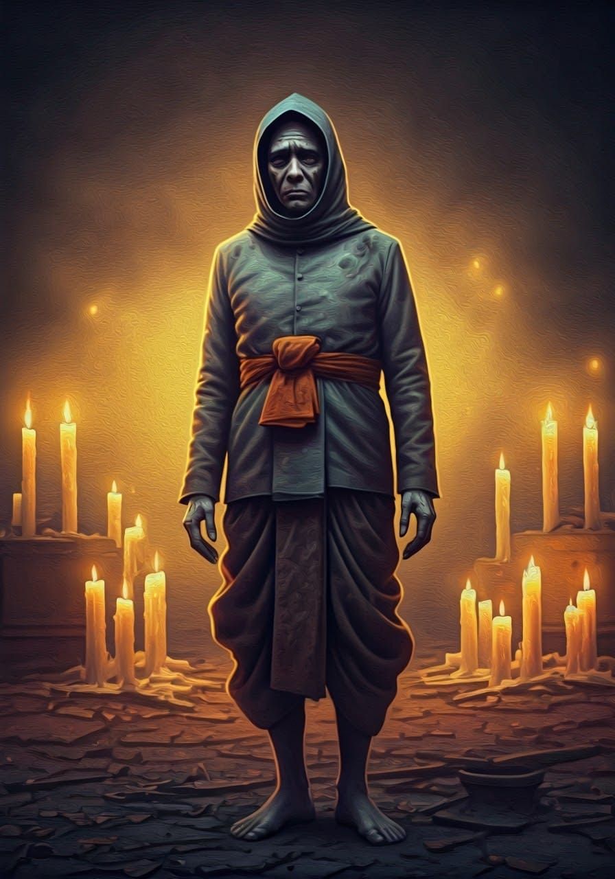 Thai Ghost in Crematorium Oil Painting