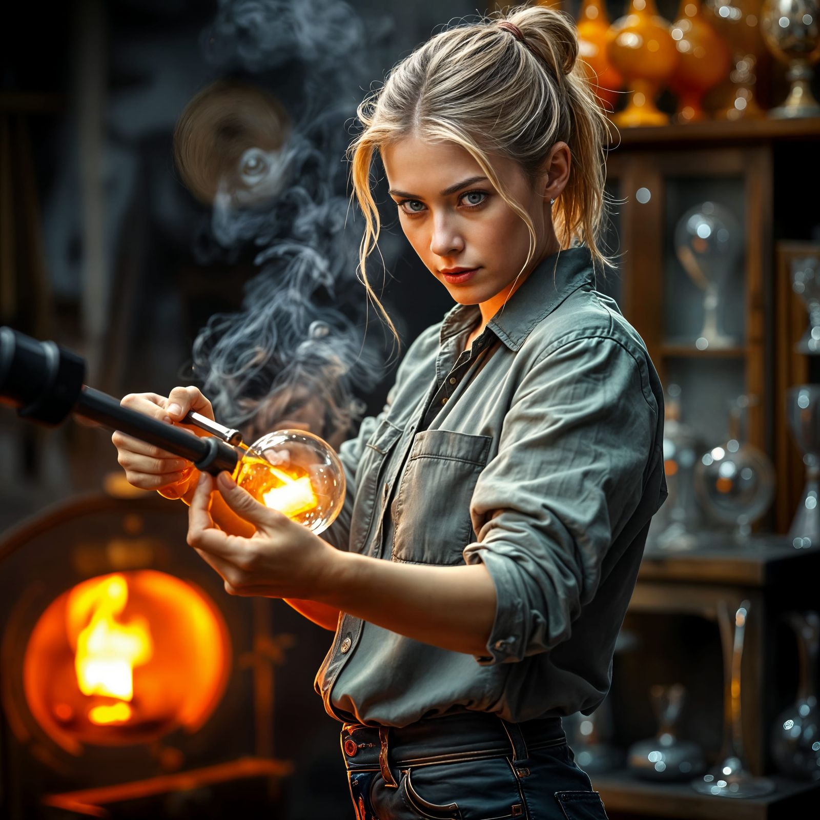Swedish Glassblower in Intense Studio Setting