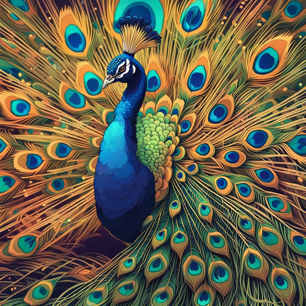 Elegant Peacock Background in Anime Style