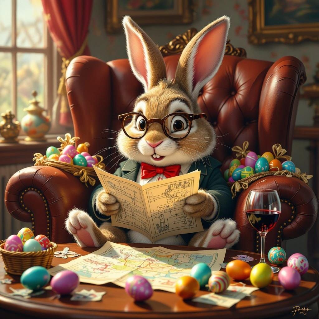 Whimsical Rabbit in Warm, Golden Light