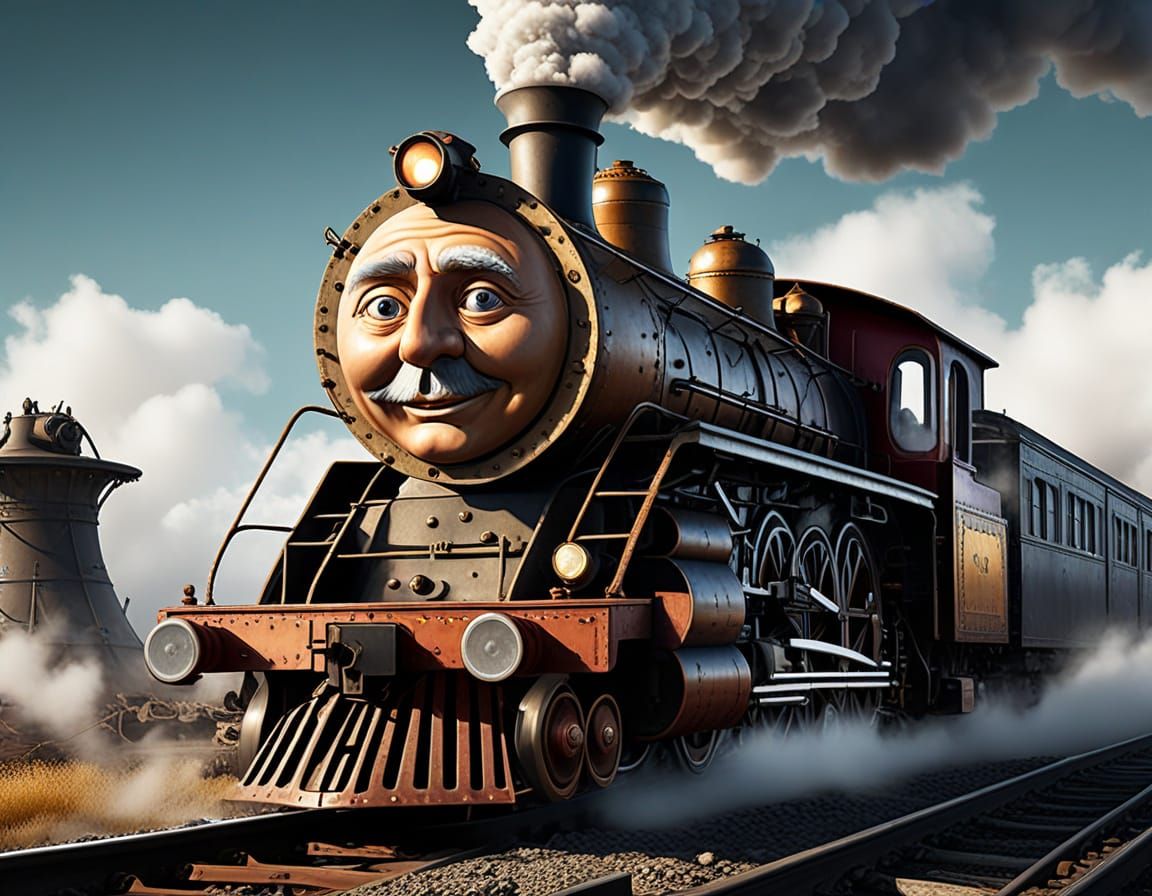 Surreal Train Landscape in Hyper-Realistic Digital Art